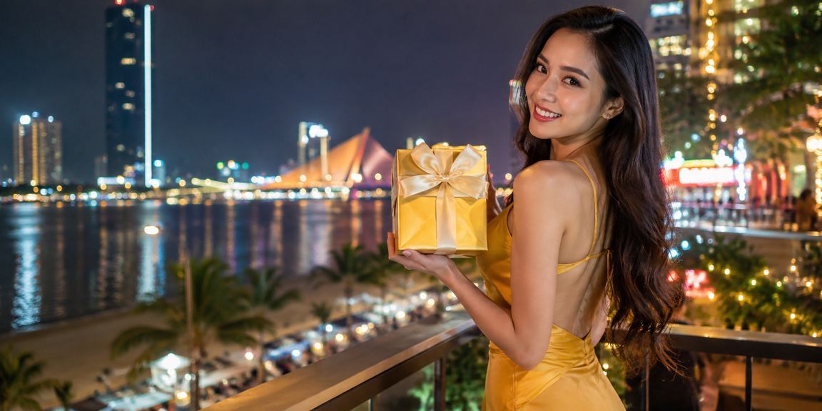 Chuyên gia phân tích thể thao làm việc với dữ liệu kèo tại bãi biển Đà Nẵng