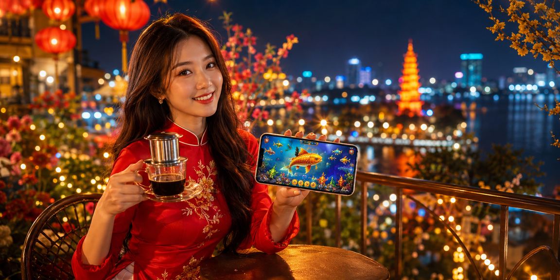 Người chơi thư giãn với trò chơi bắn cá trực tuyến tại Hà Nội bên tách cà phê