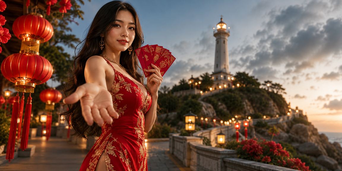 Người chơi thưởng thức trò chơi bài tại Vũng Tàu dưới ánh đèn lồng lung linh